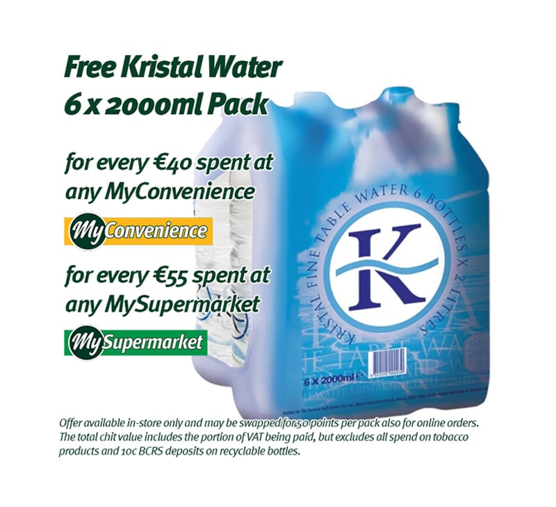 FREE Kristal water pack offer from MyConvenience and MySupermarket